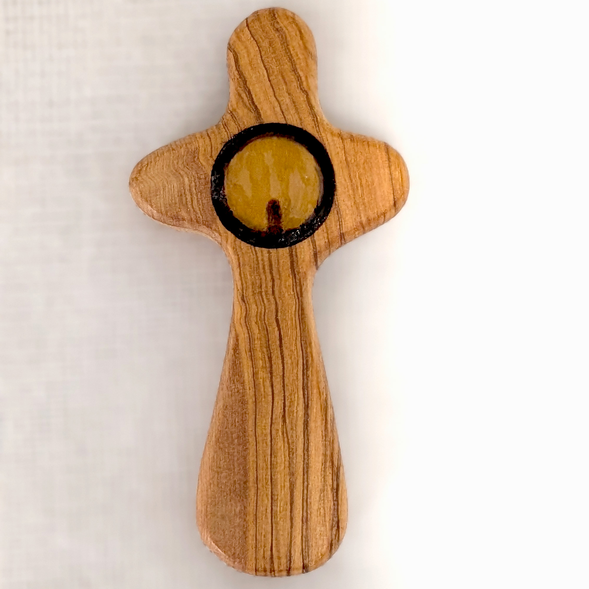 Cruz del Peregrino con NFC, Vía Crucis Inteligente, Madera de Olivo de Belén, Collar de Yute, Regalo Católico (ESP/ENG)